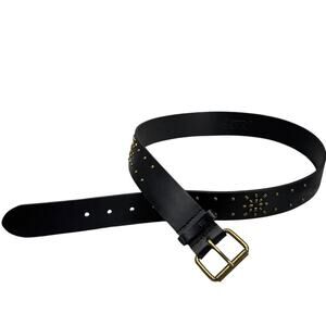 Chaps Black Genuine Leather Studded Bronze Brass Buckle Belt Women Size M